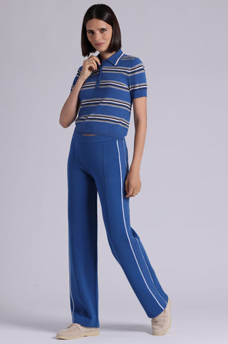 Viscose Short Sleeve Striped Polo With Tipping