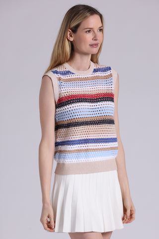 Cotton Cashmere Mesh Stripe Tank