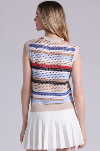 Cotton Cashmere Mesh Stripe Tank