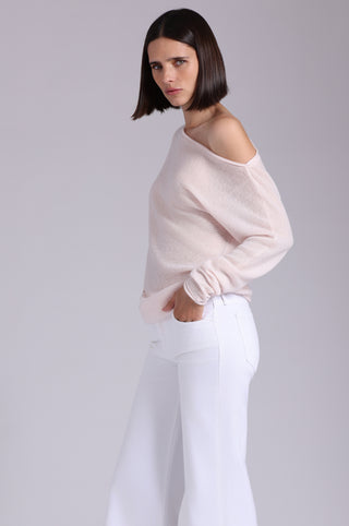 Oversized Sheer Luxury Cashmere Off The Shoulder