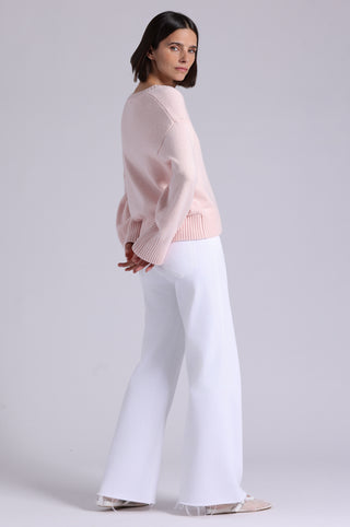 Luxe Cotton Blend Boxy V Neck