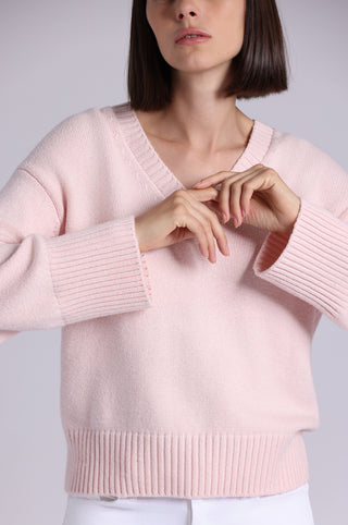 Luxe Cotton Blend Boxy V Neck