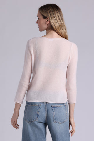 Sheer Luxury Cashmere 3/4 Sleeve V Neck