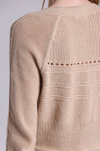 Cotton Cashmere Pointelle Mix V Neck Cardigan