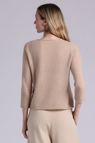 Sheer Luxury Cashmere 3/4 Sleeve V Neck