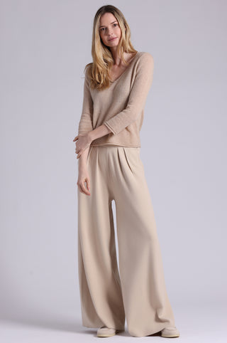 Sheer Luxury Cashmere 3/4 Sleeve V Neck