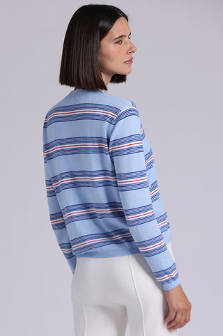 Cotton Cashmere Striped V Neck Cardigan