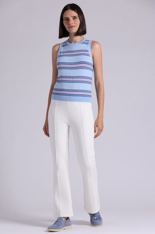 Cotton Cashmere Striped Crew Neck Tank
