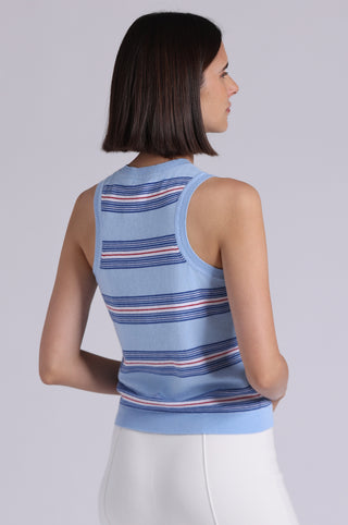 Cotton Cashmere Striped Crew Neck Tank