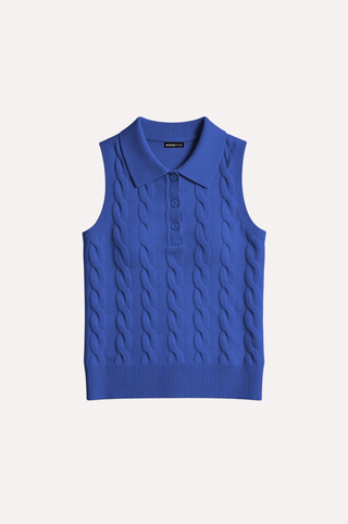Cotton Sleeveless Cable Polo