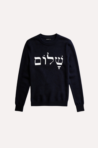 Women's Cotton Cashmere "Shalom" Embroidered Crew Sweater