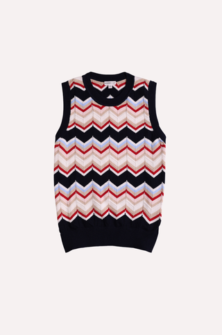 Cotton Cashmere Chevron Sleeveless Shell