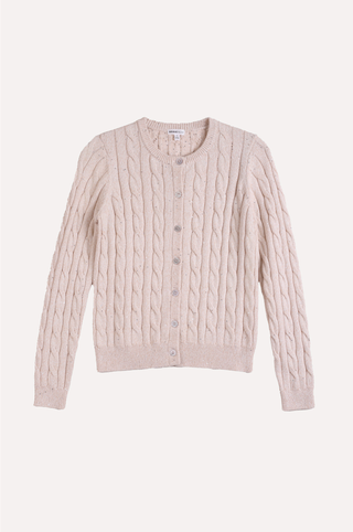Sparkle Cotton Blend Cable Long Sleeve Cardigan