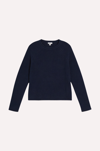 Sheer Luxury Cashmere Raglan Crew With Rolled Trims