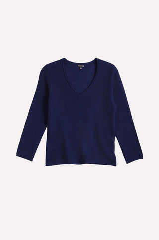 Southern Cashmere V Neck With Rolled Trims