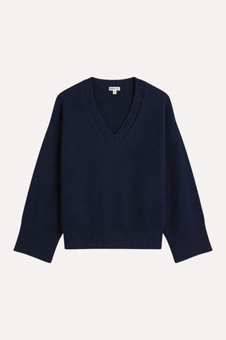 Luxe Cotton Blend Boxy V Neck