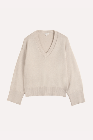 Luxe Cotton Blend Boxy V Neck