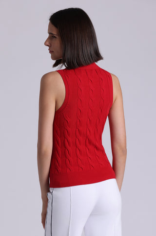Cotton Sleeveless Cable Polo
