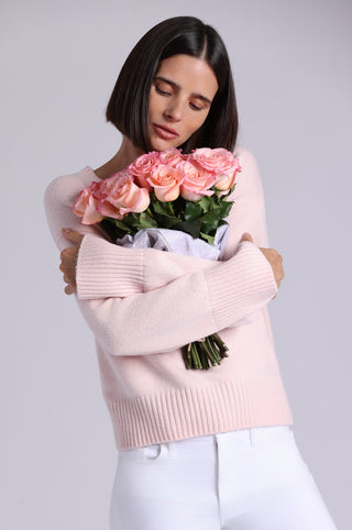 Luxe Cotton Blend Boxy V Neck