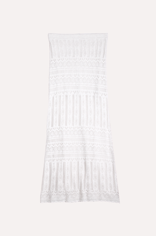 Cotton Blend Maxi Lace Skirt