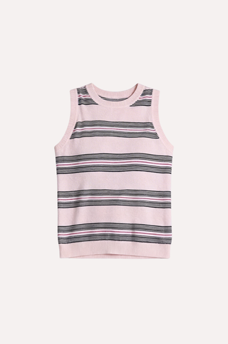 Cotton Cashmere Striped Crew Neck Tank