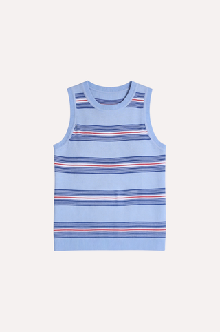 Cotton Cashmere Striped Crew Neck Tank