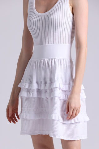 Viscose Pointelle Ruffle Sleeveless Dress