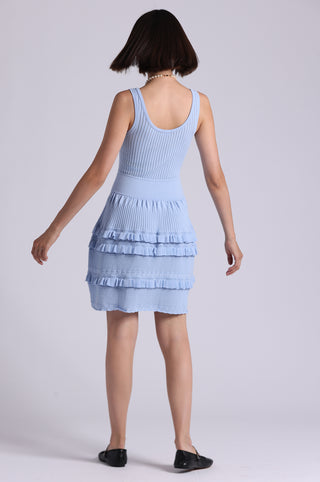 Viscose Pointelle Ruffle Sleeveless Dress