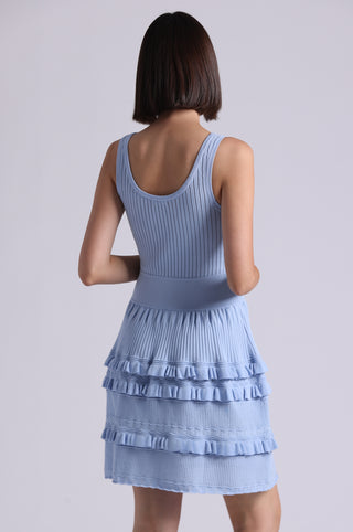 Viscose Pointelle Ruffle Sleeveless Dress