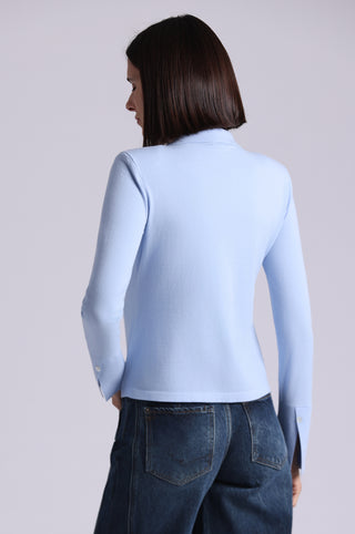 Viscose Long Sleeve Collared Shirt With Ruffles