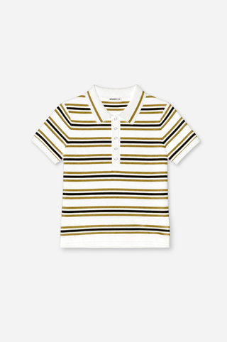 Short Sleeve Striped Polo with Tipping