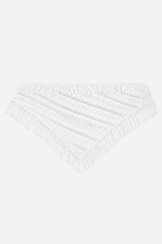 Sequin Pointelle Stripe Fringe Shawl