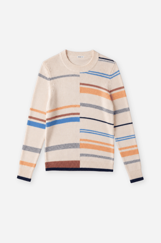 Textured Mixed Stripe Long Sleeve Crew