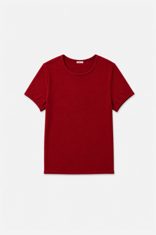Short Sleeve Crew Neck Tee with Rolled Edges