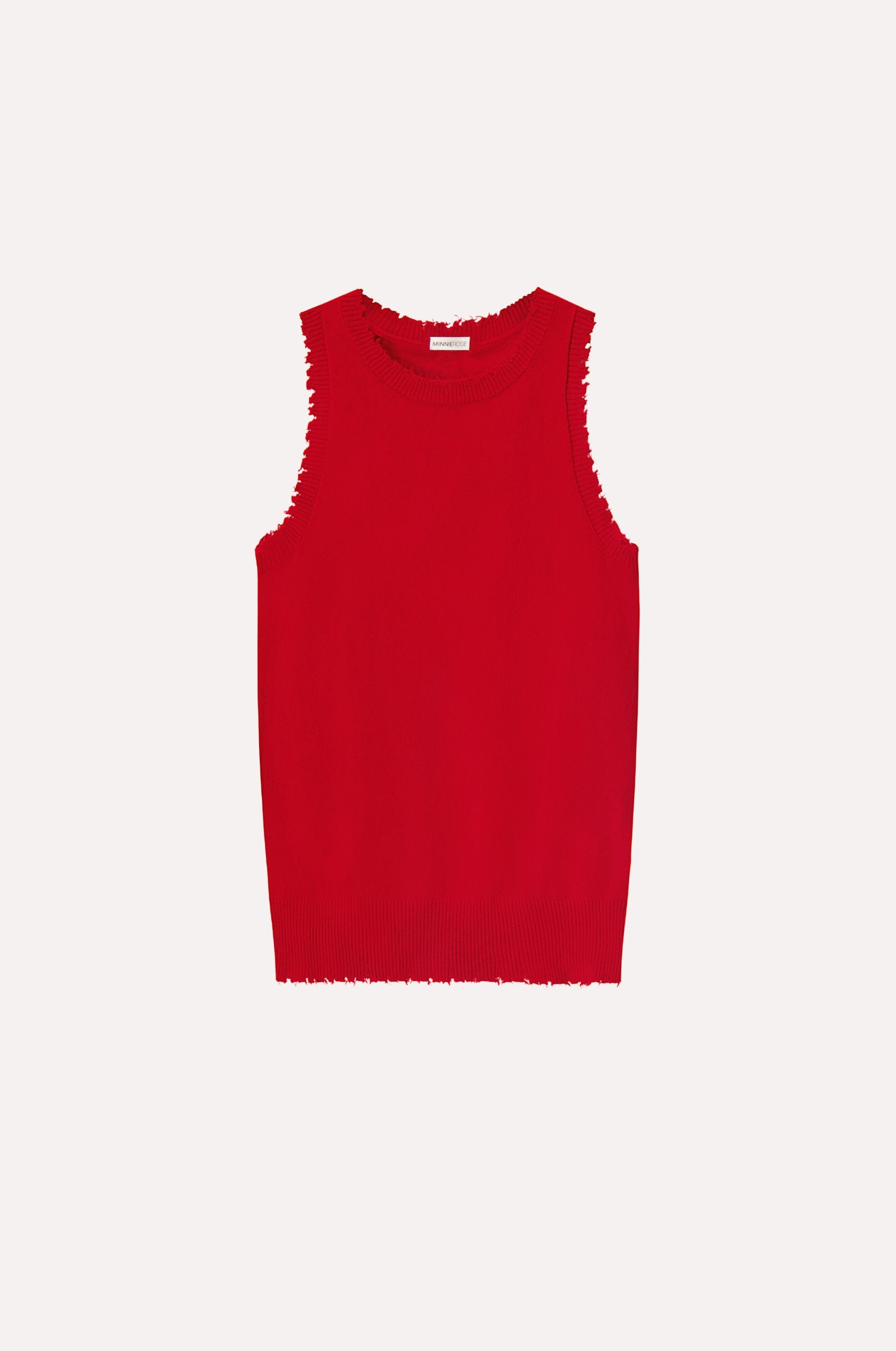 Cotton Cashmere Frayed Tank