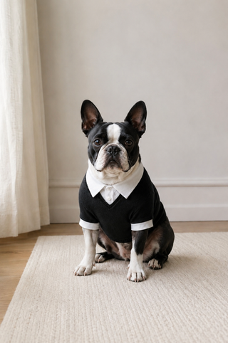 Cotton Cashmere Layered Polo Dog Sweater