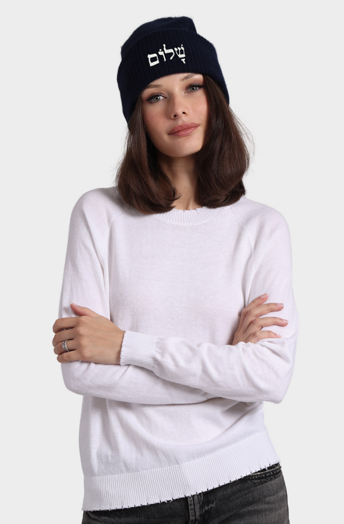 Cashmere Shalom Ribbed Beanie