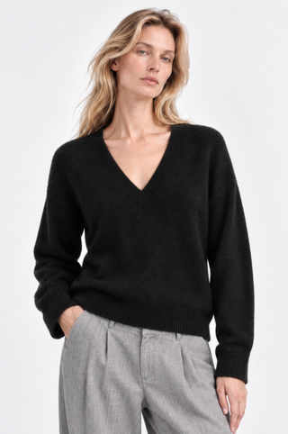Cashmere Long Sleeve Shrunken V Neck