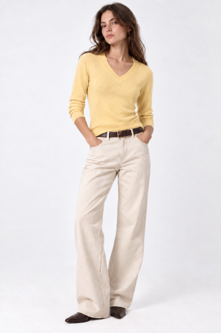 Cashmere Long Sleeve Shrunken V Neck