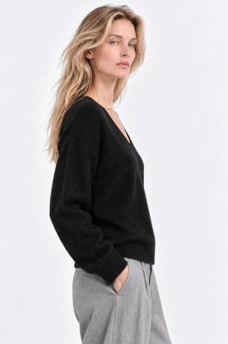 Cashmere Long Sleeve Shrunken V Neck