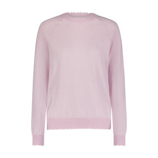 Fine Cotton Cashmere Frayed Edge Crewneck Sweater - Dior Pink