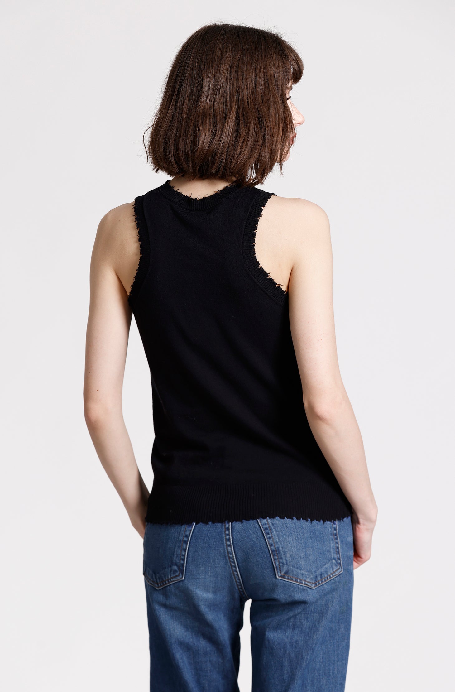 Cotton Cashmere Frayed Tank