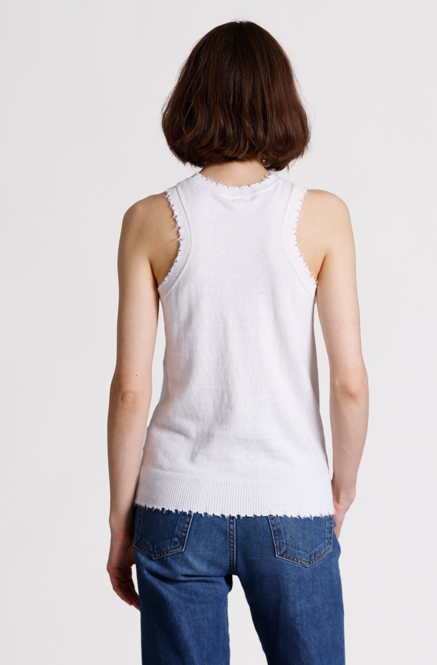 Cotton Cashmere Frayed Tank