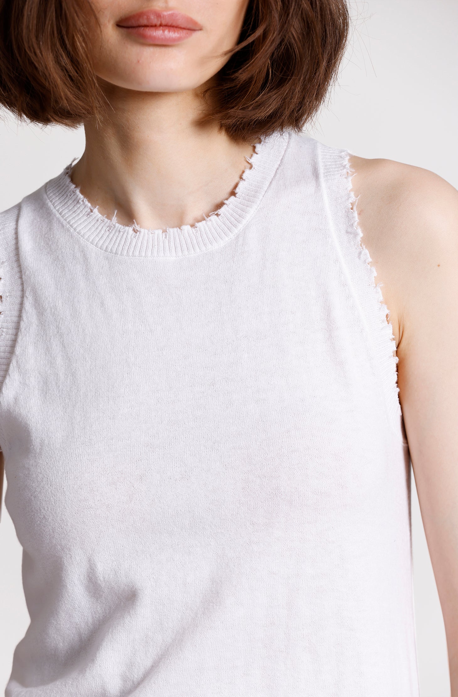 Cotton Cashmere Frayed Tank