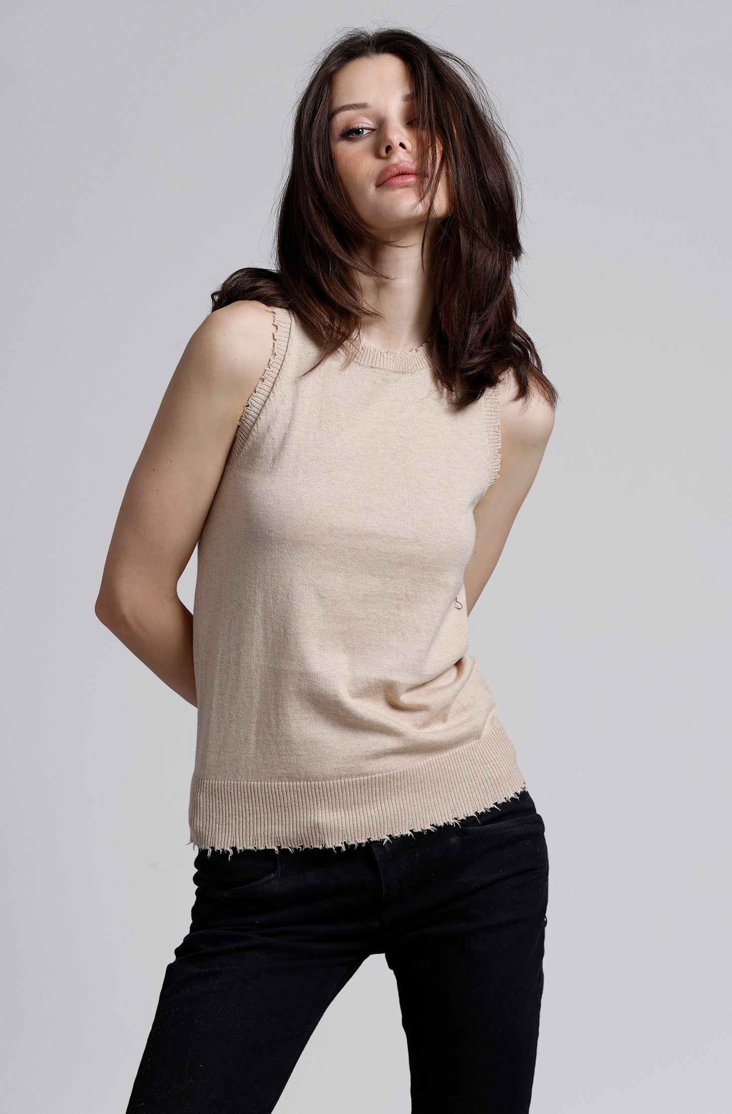 Cotton Cashmere Frayed Tank