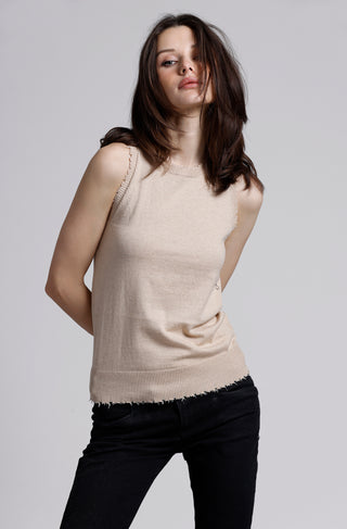 Cotton Cashmere Frayed Tank