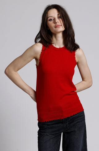 Cotton Cashmere Frayed Tank