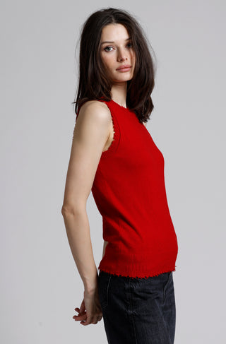 Cotton Cashmere Frayed Tank