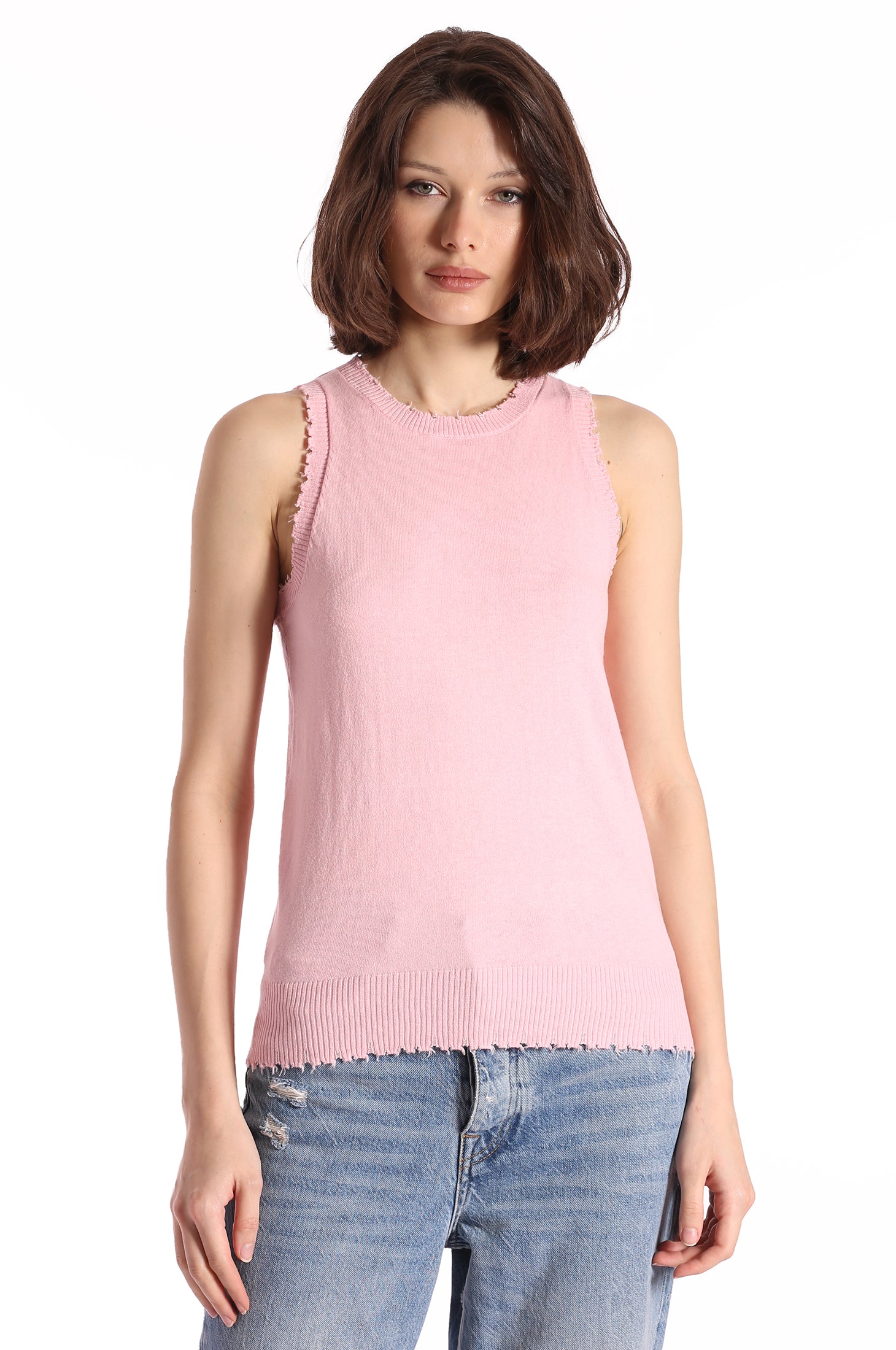 Cotton Cashmere Frayed Tank