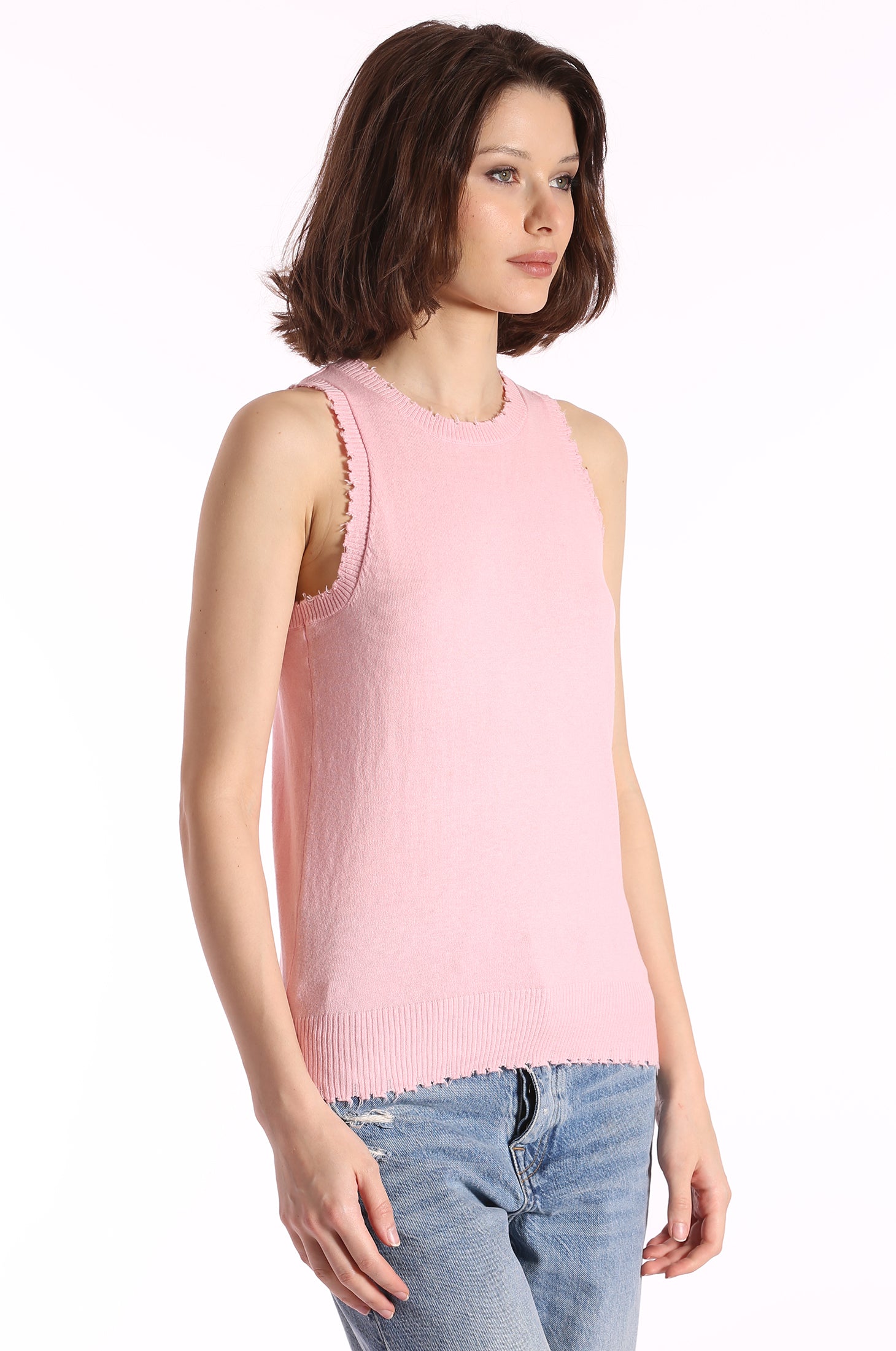 Cotton Cashmere Frayed Tank